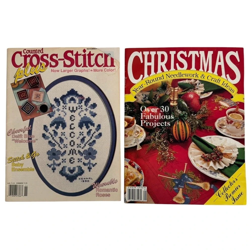 Vintage Cross Stitch Magazine Lot of  21 Patterns Set Premier Issue Christmas